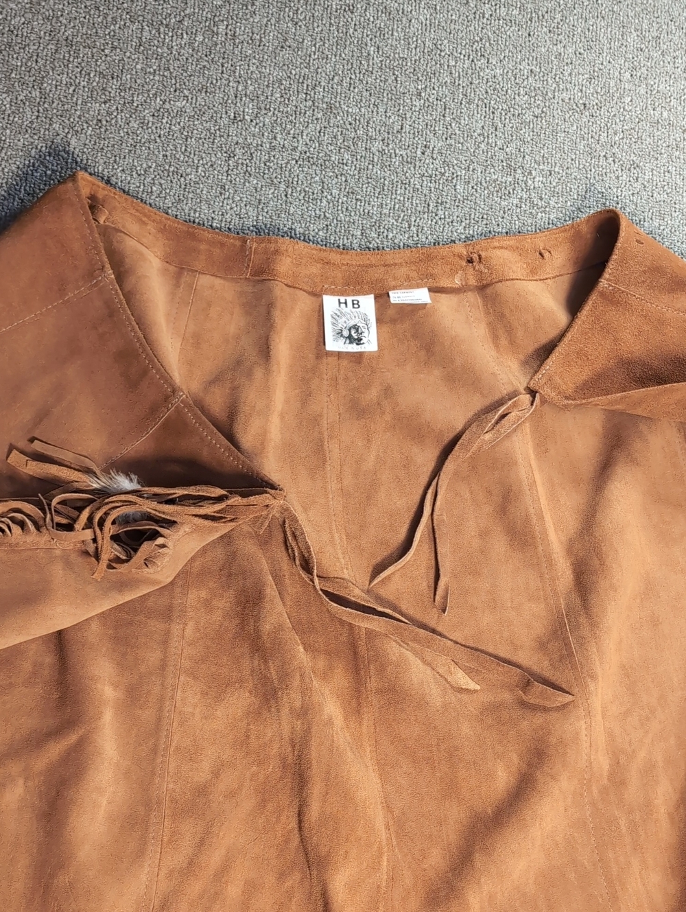 Vintage HB Native American Indian Leather Vest And Wrap Skirt Set Western Boho - Picture 13 of 17